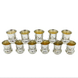 19th Century French .950 Silver Set of Twelve Shot Cups Antique c1880 Paris