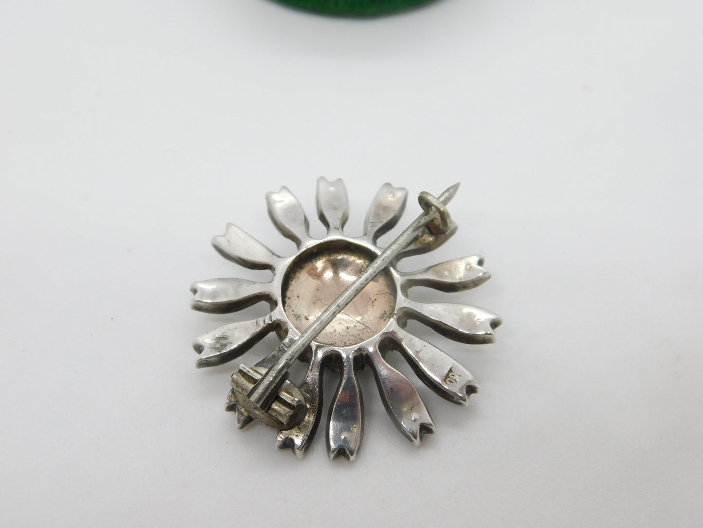 Victorian Sterling Silver & Sparkling Paste Set Floral Brooch Antique c1880