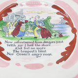 Victorian Hand Painted Ceramic Plate with 'The Sailors Return' Verse c1850