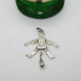 Edwardian Sterling Silver Articulated Clown with Ball Pendant c1910 Antique