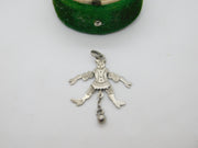 Edwardian Sterling Silver Articulated Clown with Ball Pendant c1910 Antique