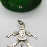 Edwardian Sterling Silver Articulated Clown with Ball Pendant c1910 Antique