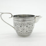 Victorian Sterling Silver Cross Pattern Cream Jug 1890 Birmingham Antique