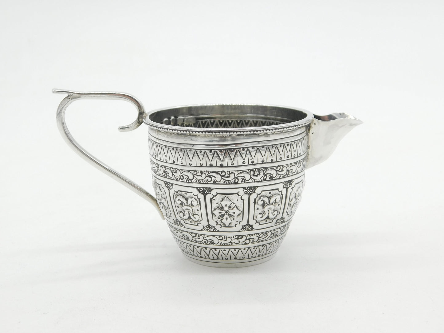 Victorian Sterling Silver Cross Pattern Cream Jug 1890 Birmingham Antique