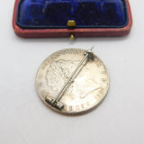 King George III Sterling Silver Crown Coin Brooch Antique 1820 Early