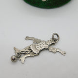 Edwardian Sterling Silver Articulated Clown with Ball Pendant c1910 Antique