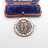 Victorian Sterling Silver & Enamel Half Crown Coin Brooch Pendant c1860 Antique