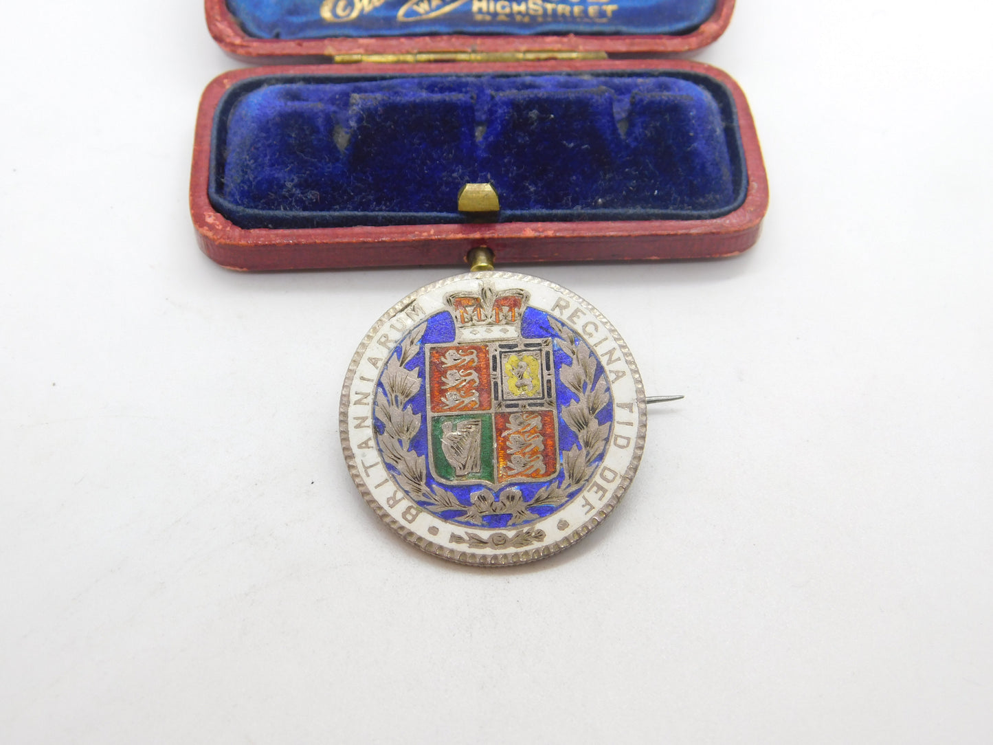 Victorian Sterling Silver & Enamel Half Crown Coin Brooch Pendant c1860 Antique