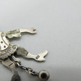 Edwardian Sterling Silver Articulated Clown with Ball Pendant c1910 Antique