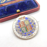 Victorian Sterling Silver & Enamel Half Crown Coin Brooch Pendant c1860 Antique