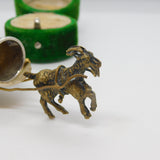 Victorian Gilt Metal & Pearl Set Novelty Goat Cart Thimble Holder c1890 Antique