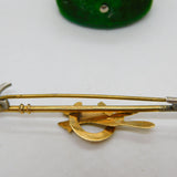9ct Yellow Gold & Silver Running Fox Hunting Crop Stock Pin Brooch Antique c1920
