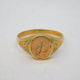 9ct Yellow Gold Enamel Masonic Spinning Signet Ring Vintage 1991 Birmingham