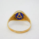 9ct Yellow Gold Enamel Masonic Spinning Signet Ring Vintage 1991 Birmingham