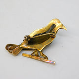 Chinese Sterling Silver Gilt, Enamel & Turquoise Bird Brooch Antique c1940