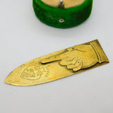 Victorian Gilt Metal Pointing Finger 'Trademark' Bookmark Antique c1840
