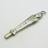Egyptian .800 Silver & Enamel Pharaoh Mummy Pencil Holder Fob Antique c1930
