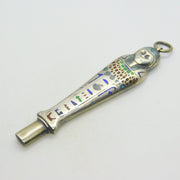 Egyptian .800 Silver & Enamel Pharaoh Mummy Pencil Holder Fob Antique c1930