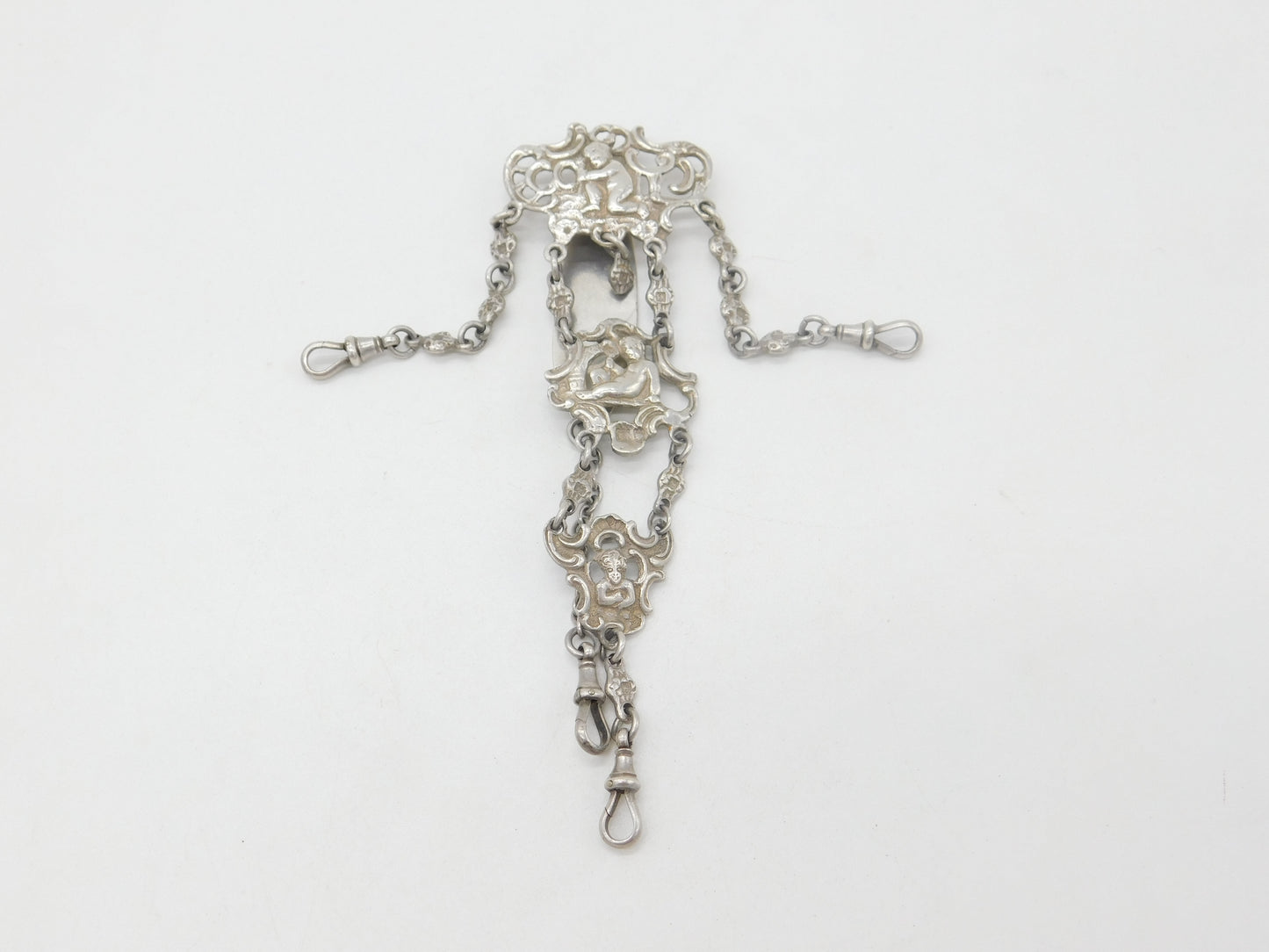 Victorian Sterling Silver Cherub Pattern Sewing Chatelaine Antique 1898 London