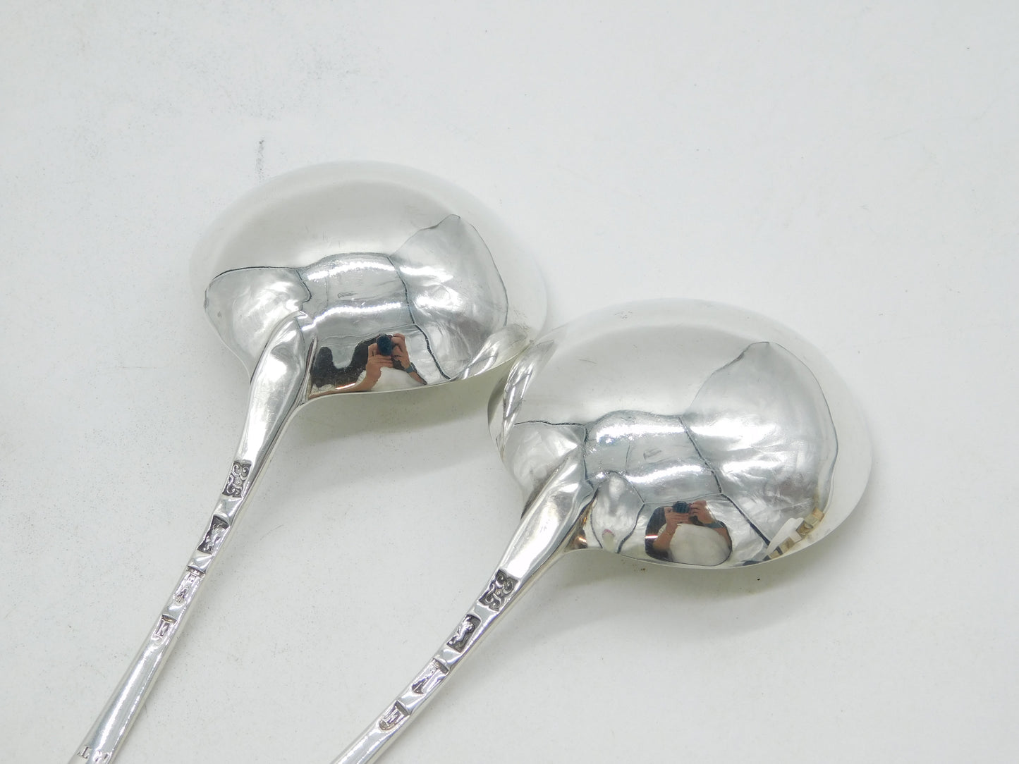 George III Pair of Sterling Silver Sauce Ladles Antique 1801 London John Emes