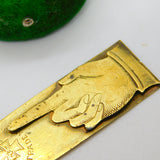 Victorian Gilt Metal Pointing Finger 'Trademark' Bookmark Antique c1840