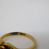 Victorian 9ct Gold Three-Stone Garnet Crossover Ring Antique c1880