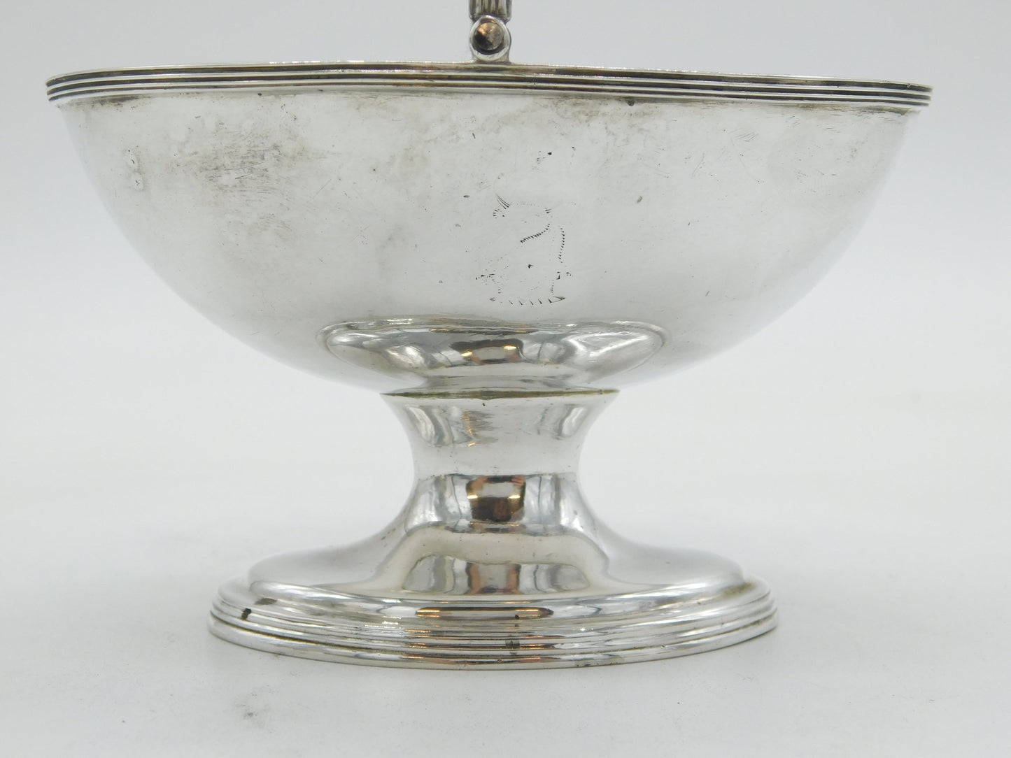 George III Sterling Silver Crested Pedestal Sugar Basket Antique 1792 London