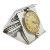 Art Deco Sterling Silver Travelling 8 Day Pocket Watch Clock Antique Birmingham