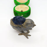 Victorian Spelter Metal Novelty Pin Cushion Baby Chick Form Antique c1890