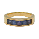 9ct Yellow Gold Five-Stone Tanzanite Set Band Ring Vintage 1995 London