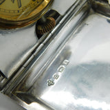Art Deco Sterling Silver Travelling 8 Day Pocket Watch Clock Antique Birmingham