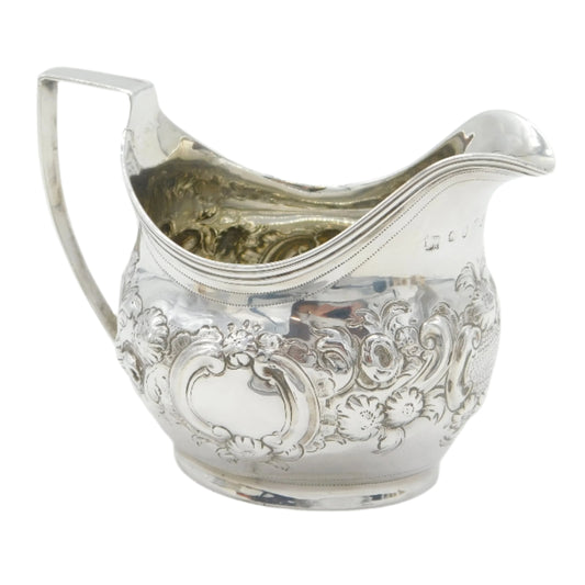 George III Sterling Silver Floral Pattern Cream Jug Antique 1807 London
