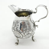 Early Georgian Sterling Silver Floral Pattern Cream Jug c1750 Antique George II