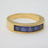 9ct Yellow Gold Five-Stone Tanzanite Set Band Ring Vintage 1995 London