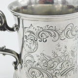 Early Victorian Sterling Silver Floral Pattern Christening Mug Antique 1845