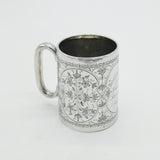 Victorian Sterling Silver Floral Pattern Christening Mug 1897 Birmingham Antique
