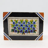 19th Century Black Marble Set Micro-Mosaic Floral Plaque Antique c1860