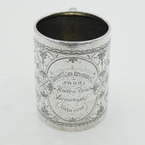 Victorian Sterling Silver Floral Pattern Christening Mug 1897 Birmingham Antique