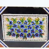 19th Century Black Marble Set Micro-Mosaic Floral Plaque Antique c1860