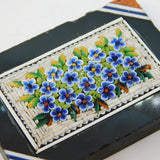 19th Century Black Marble Set Micro-Mosaic Floral Plaque Antique c1860