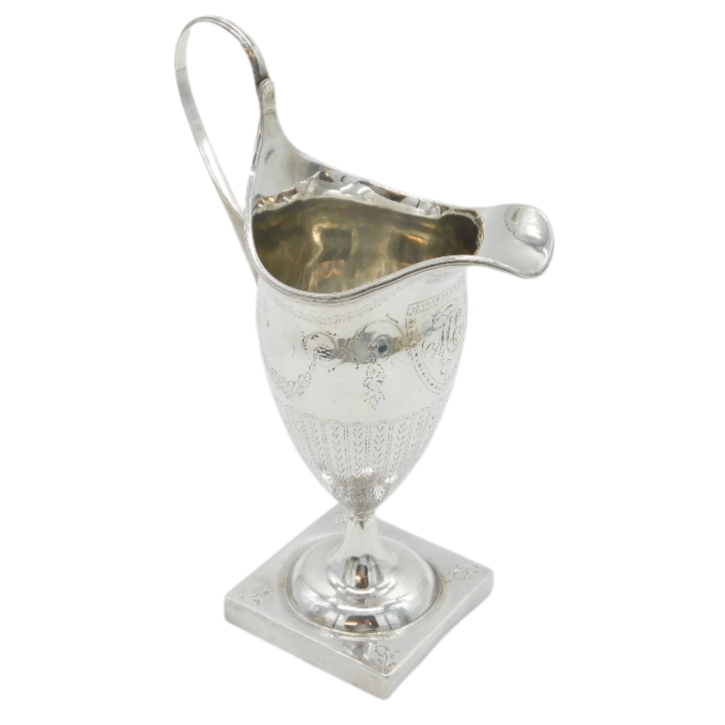 George III Sterling Silver Floral Pattern Pedestal Cream Jug Antique 1790 London