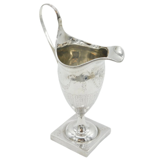 George III Sterling Silver Floral Pattern Pedestal Cream Jug Antique 1790 London