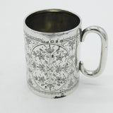 Victorian Sterling Silver Floral Pattern Christening Mug 1897 Birmingham Antique