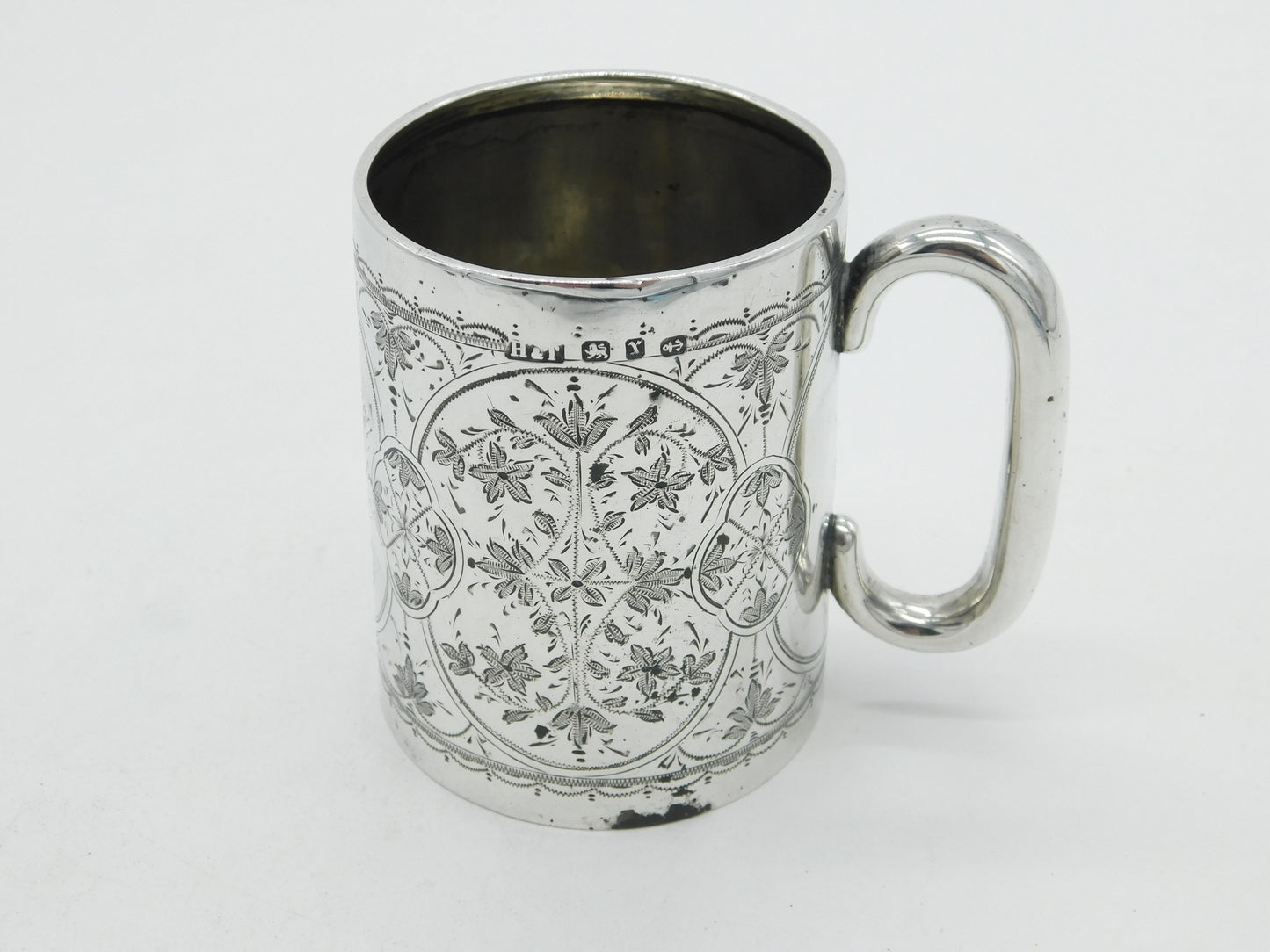 Victorian Sterling Silver Floral Pattern Christening Mug 1897 Birmingham Antique