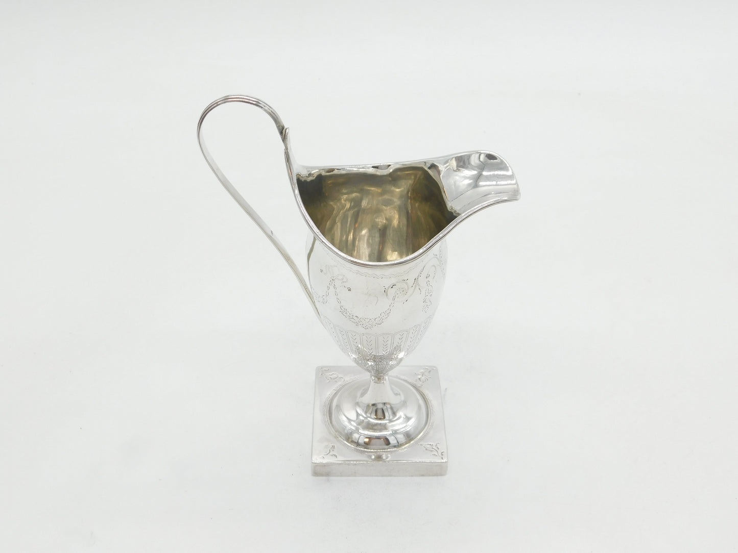 George III Sterling Silver Floral Pattern Pedestal Cream Jug Antique 1790 London