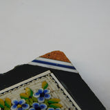 19th Century Black Marble Set Micro-Mosaic Floral Plaque Antique c1860