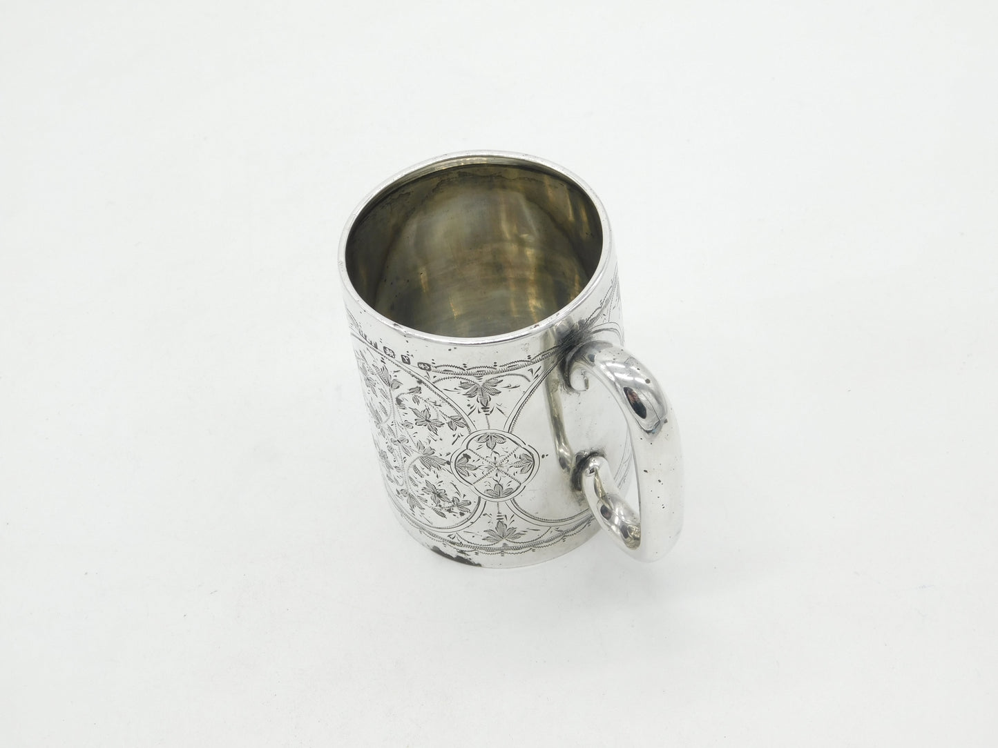 Victorian Sterling Silver Floral Pattern Christening Mug 1897 Birmingham Antique