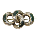 Victorian Scottish Sterling Silver Green Malachite Knotted Brooch Antique c1860
