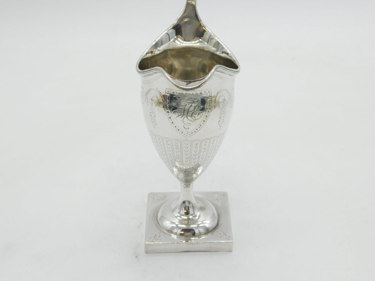 George III Sterling Silver Floral Pattern Pedestal Cream Jug Antique 1790 London