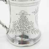 Victorian Sterling Silver Floral Bamboo Handle Christening Mug 1891 Antique